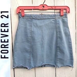 Forever 21 Frayed Hem Mini Denim Skirt